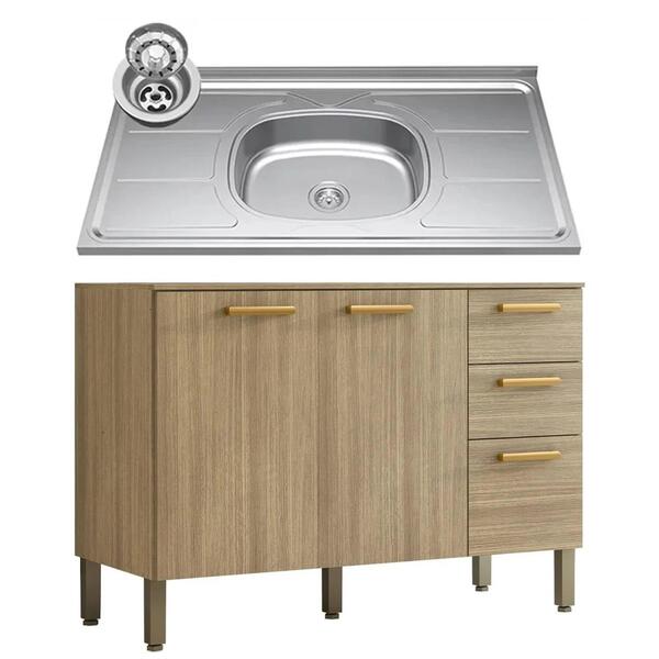 Balcão Gabinete Com Pia 120cm Urban Z06 Freijó - Mpozenato