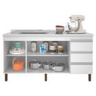 Balcão Gabinete Com Pia 160cm 3 Portas Karen Z49 Branco - Mpo