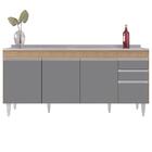 Balcão Gabinete Com Pia 180cm Dallas Castanho/cinza - Lumil