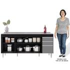 Balcão Gabinete Com Pia 180cm Dallas Preto/cinza - Lumil