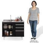 Balcão Gabinete Com Pia Inox 100cm 2 Portas 2 Gavetas Luziani