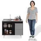 Balcão Gabinete Com Pia Inox 100cm 2 Portas 2 Gavetas Luziani