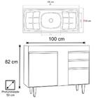 Balcão Gabinete Com Pia Inox 100cm 2 Portas 2 Gavetas Luziani