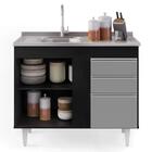 Balcão Gabinete Com Pia Inox 100cm 2 Portas 2 Gavetas Luziani