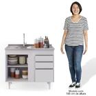 Balcão Gabinete Com Pia Inox 100cm 2 Portas 2 Gavetas Luziani