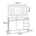 Balcão Gabinete Com Pia Inox 120cm 2 Portas 3 Gavetas Andréia