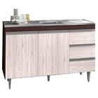 Balcão Gabinete Com Pia Inox 120cm 2 Portas 3 Gavetas Andréia