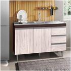 Balcão Gabinete Com Pia Inox 120cm 2 Portas 3 Gavetas Andréia