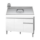 Balcão Gabinete Com Pia Inox 120cm 3 Portas E 1 Gaveta Tatian