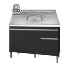 Balcão Gabinete Com Pia Inox 120cm 3 Portas E 1 Gaveta Tatian