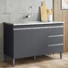 Balcão Gabinete Com Pia Inox 120cm Andréia 2 Portas Cinza – A