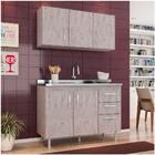 Balcão Gabinete Com Pia Inox 120cm E Armário Áereo Nathan - N