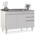 Balcão Gabinete Com Pia Inox 120cm Michigan Branco - Lumil