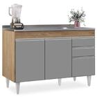 Balcão Gabinete Com Pia Inox 120cm Michigan Castanho/cinza -