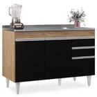 Balcão Gabinete Com Pia Inox 120cm Michigan Castanho/preto -