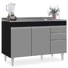 Balcão Gabinete Com Pia Inox 120cm Michigan Preto/cinza - Lum