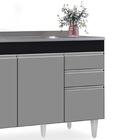 Balcão Gabinete Com Pia Inox 120cm Michigan Preto/cinza - Lum