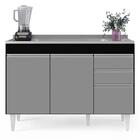 Balcão Gabinete Com Pia Inox 120cm Michigan Preto/cinza - Lum