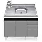 Balcão Gabinete Com Pia Inox 120cm Michigan Preto/cinza - Lum