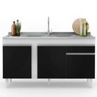 Balcão Gabinete Com Pia Inox 150cm 3 Portas 1 Gaveta Dakota B