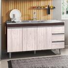 Balcão Gabinete Com Pia Inox 150cm 3 Portas 3 Gavetas Andréia