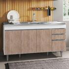 Balcão Gabinete Com Pia Inox 150cm 4 Portas 2 Gavetas Branco