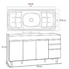 Balcão Gabinete Com Pia Inox 150cm 4 Portas 2 Gavetas Branco
