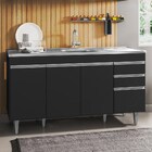 Balcão Gabinete Com Pia Inox 150cm 4 Portas 2 Gavetas Marroco