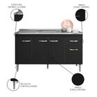 Balcão Gabinete Com Pia Inox 150cm 4 Portas E 1 Gaveta Gabrie