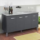 Balcão Gabinete Com Pia Inox 150cm 4 Portas E 1 Gaveta Gabrie