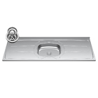 Balcão Gabinete Com Pia Inox 150cm Andréia 3 Portas Cinza - A