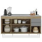 Balcão Gabinete Com Pia Inox 150cm Marrocos Castanho/cinza -