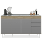 Balcão Gabinete Com Pia Inox 150cm Marrocos Castanho/cinza -