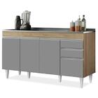 Balcão Gabinete Com Pia Inox 150cm Marrocos Castanho/cinza -