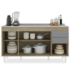 Balcão Gabinete Com Pia Inox 150cm Marrocos Castanho/cinza -