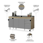 Balcão Gabinete Com Pia Inox 150cm Marrocos Castanho/cinza -