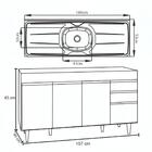 Balcão Gabinete Com Pia Inox 160cm Arkansas Branco Â Lumil
