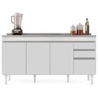 Balcão Gabinete Com Pia Inox 160cm Arkansas Branco Â Lumil