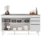 Balcão Gabinete Com Pia Inox 160cm Arkansas Branco Â Lumil