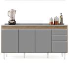 Balcão Gabinete Com Pia Inox 160cm Arkansas Castanho/cinza -