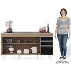 Balcão Gabinete Com Pia Inox 160cm Arkansas Castanho/preto -