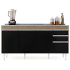 Balcão Gabinete Com Pia Inox 160cm Arkansas Castanho/preto -