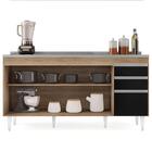 Balcão Gabinete Com Pia Inox 160cm Arkansas Castanho/preto -