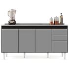 Balcão Gabinete Com Pia Inox 160cm Arkansas Preto/cinza – Lum