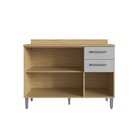 Balcao Gabinete Com Tampo 3 Portas 2 Gavetas Gaia Louro Freij