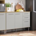 Balcao Gabinete Com Tampo 3 Portas 2 Gavetas Gaia Louro Freij