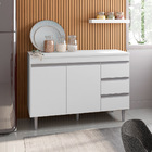 Balcão Gabinete Cozinha Andréia 100cm Com Tampo 2 Portas Bran