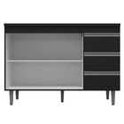 Balcão Gabinete Cozinha Andréia 100cm Com Tampo 2 Portas Pret