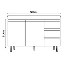 Balcão Gabinete Cozinha Andréia 120cm Com Tampo 2 Portas Bran