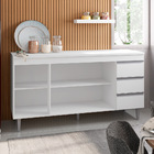 Balcão Gabinete Cozinha Andréia 160cm Com Tampo 3 Portas Bran